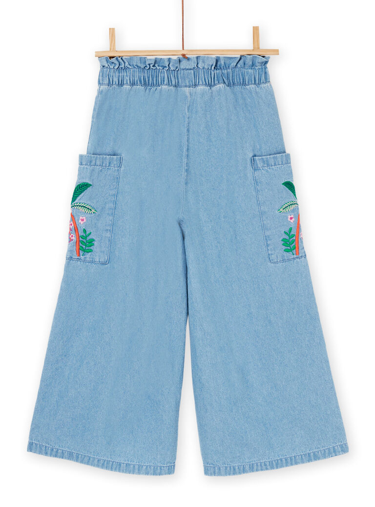 Pantalon fluide bleu en jean