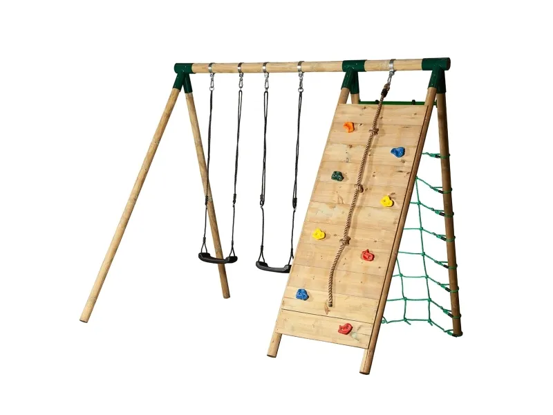Hörby Bruk Træ Active Højt Climb Gyngestativ med klatrevæg net