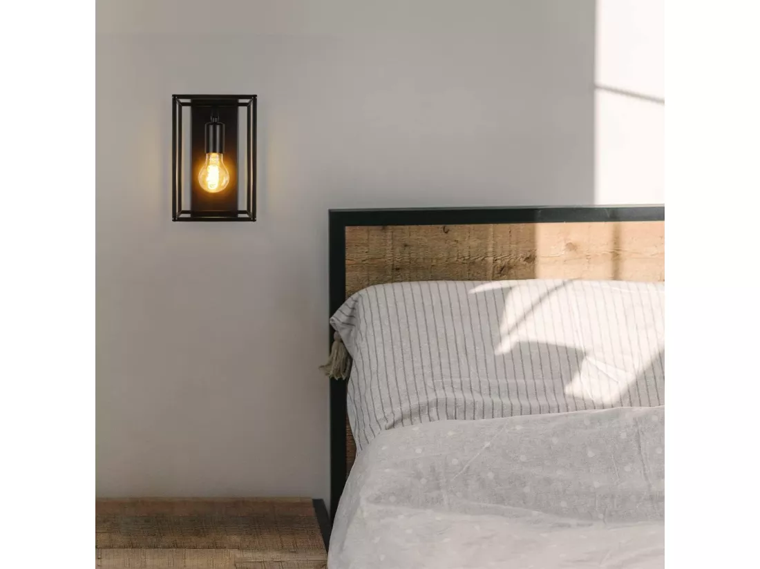NETTLIFE Applique Intérieure Noire - Eclairage mural Vintage Chambre Eclairage Cage d'escalier Rétro Lampe de couloir E27 - Sans ampoules