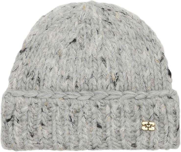 Ganni Chunky Marled Handknit Beanie Paloma melange