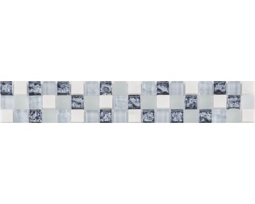 Glazen rand met natuursteen, blauwe mix, 4,8 x 29,8 cm