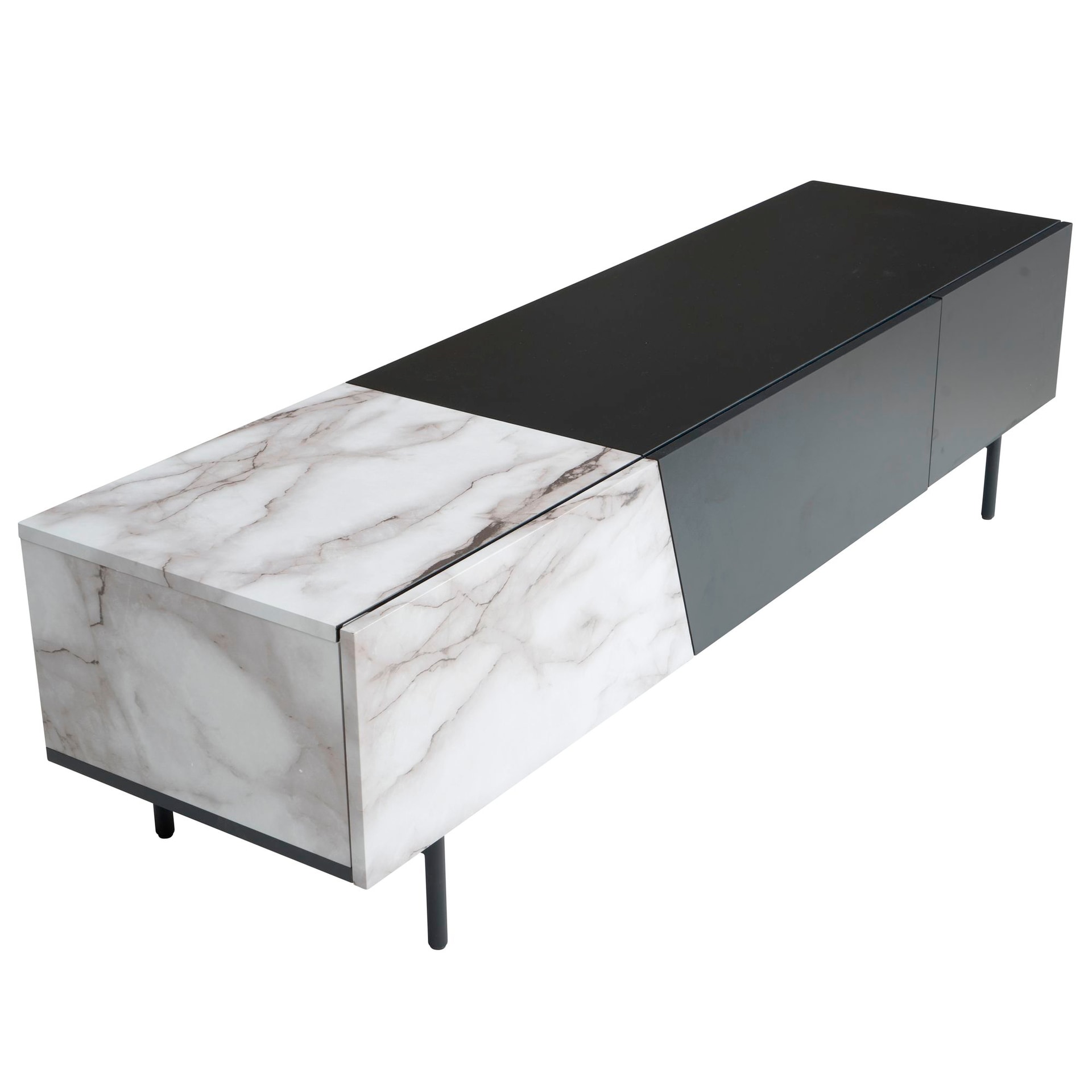 Lowboard 150 x 40 cm Eiche-Dekor/Marmor-Optik
