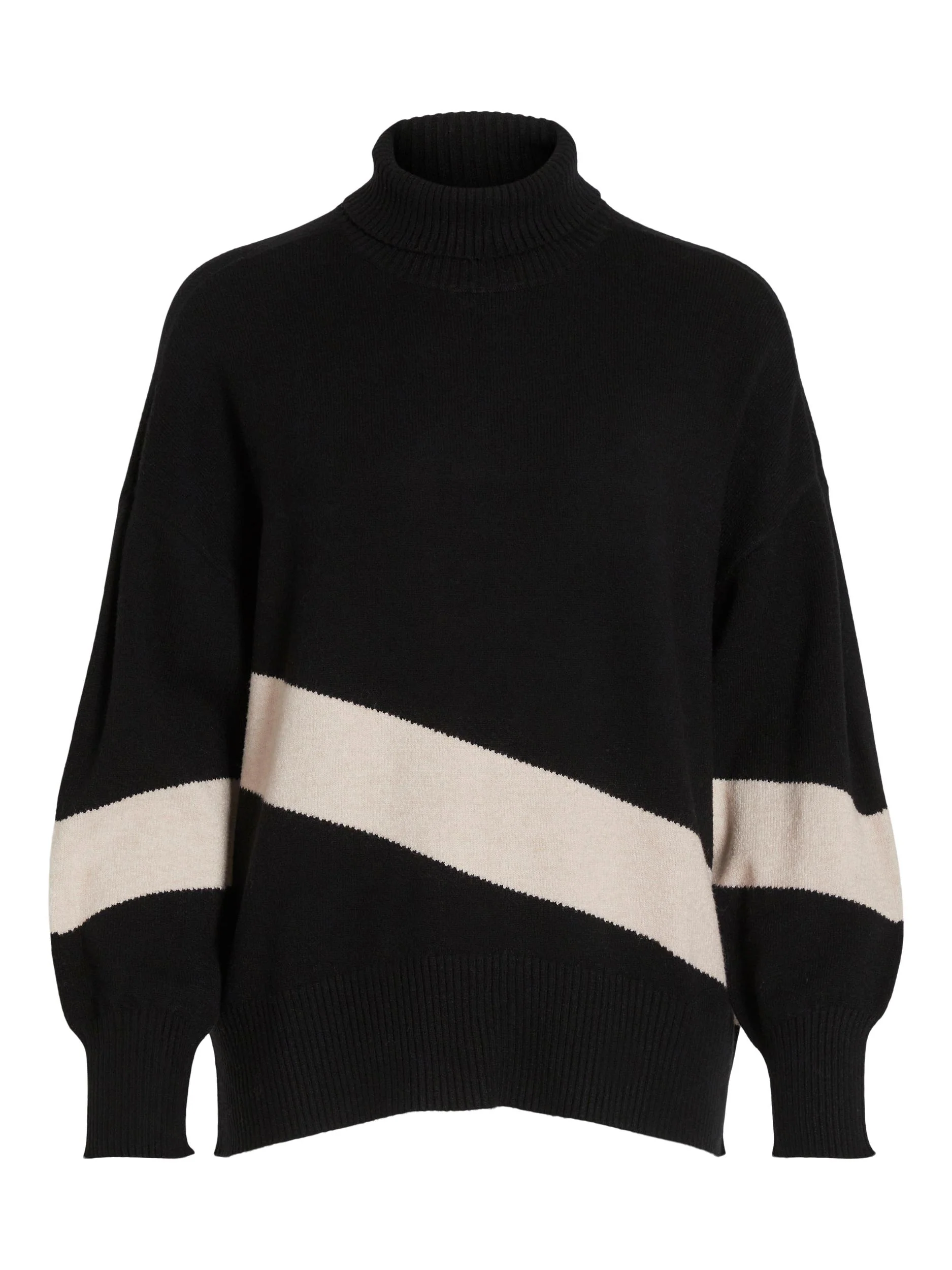Vila  Viril L/S High Funnel Neck striktrøje - sort