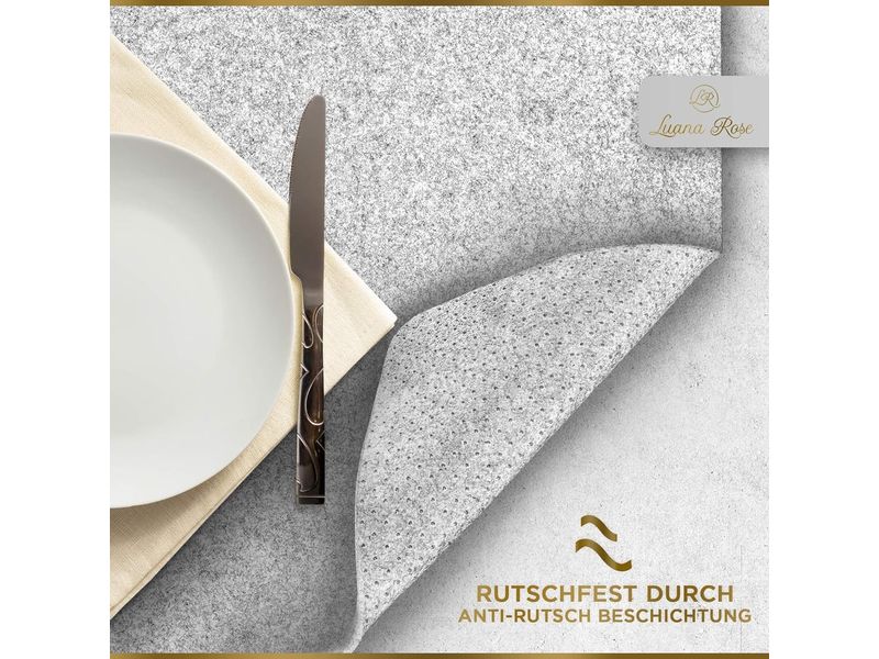 GOURMETmaxx Tischset aus Filz 12er Set 44 cm x 32 cm, Grau Luana Rose Platzsets in Anthrazit