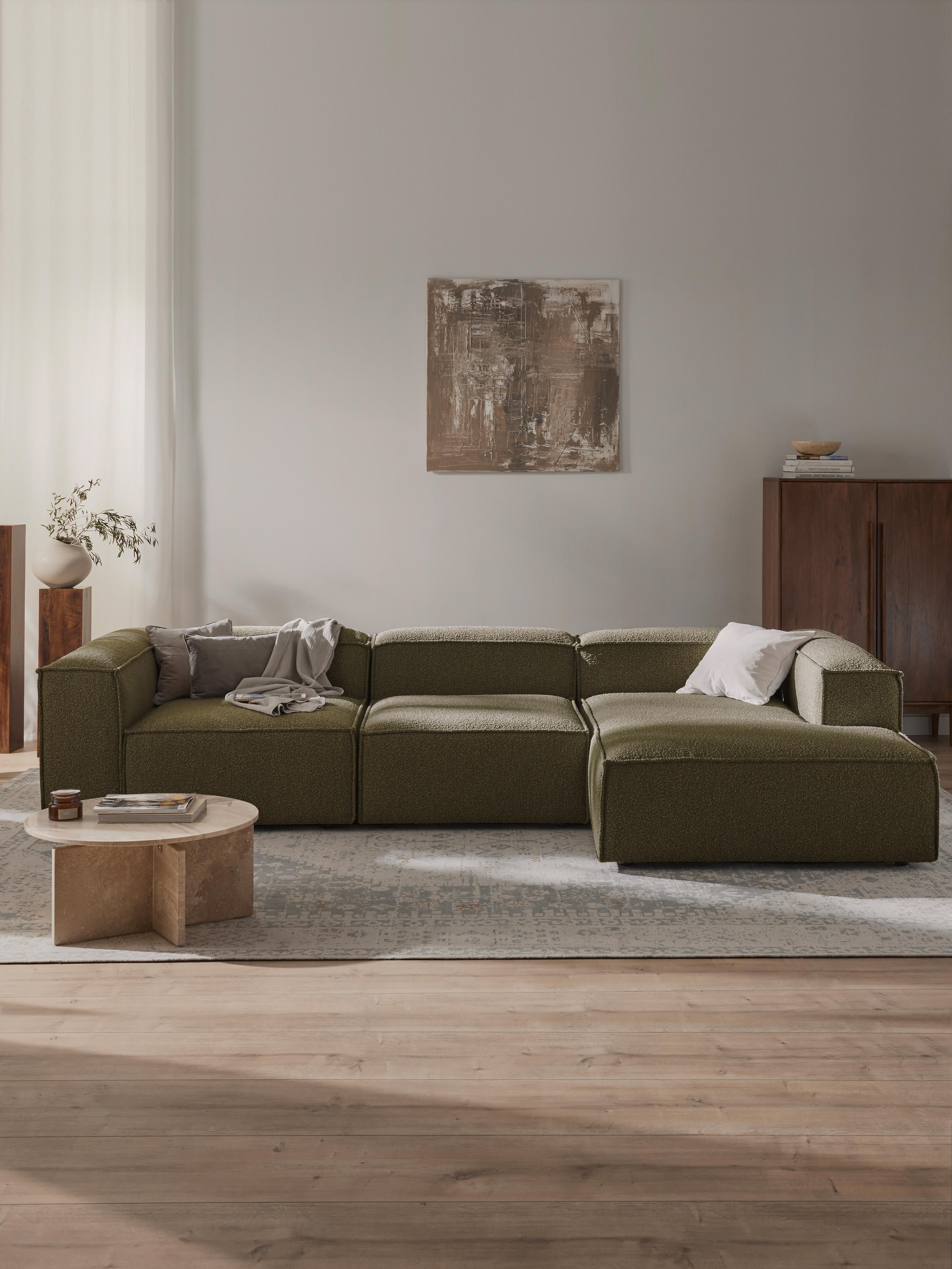 Bouclé modulaire hoekbank Lennon (4-zits)