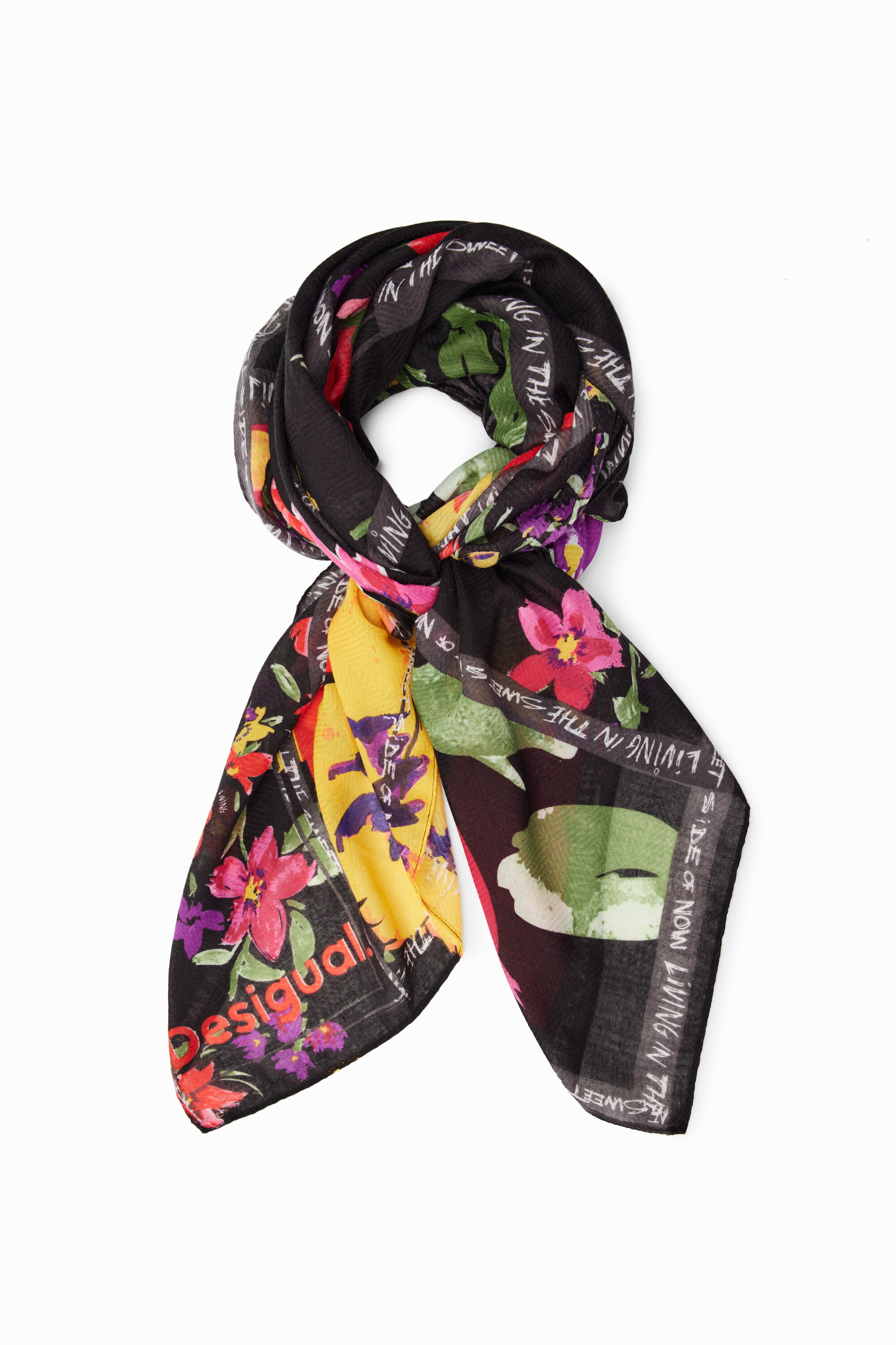 Foulard rectangulaire patchwork floral
