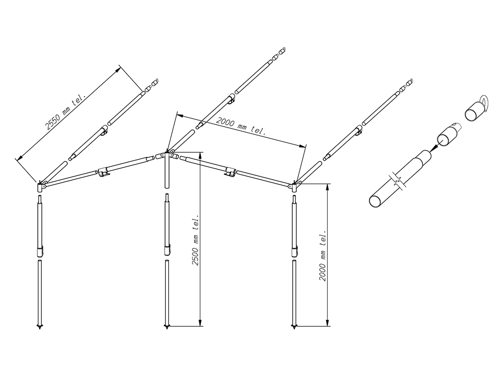 Piper luifelframe PowerGrip aluminium 28 mm maat 2 - 7