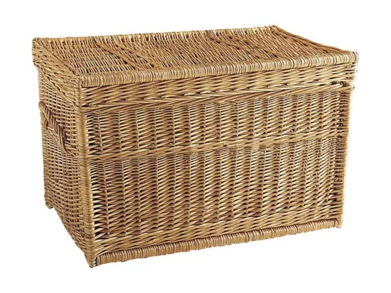 Malle de rangement en osier buff 80 x 45 x 45 cm
