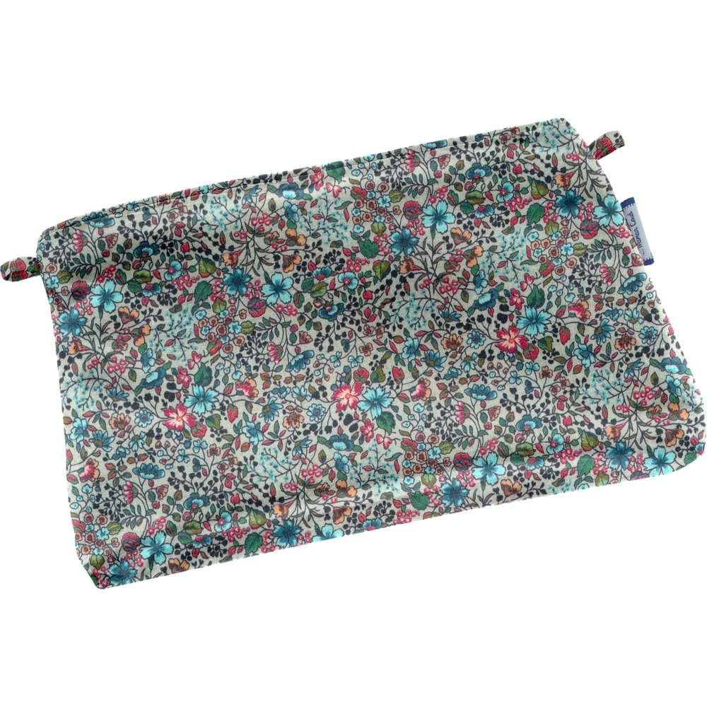 Mini Pochette Tissu Fleur Mentholé