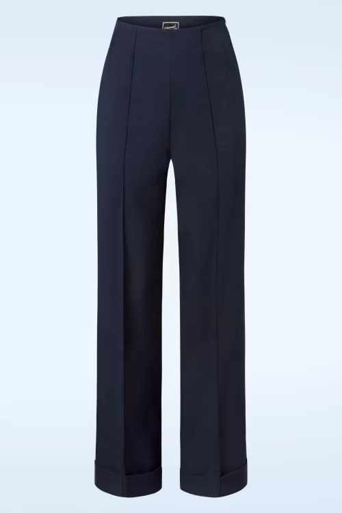 Glamour Bunny Business Babe Diadora wijde pantalon in marineblauw