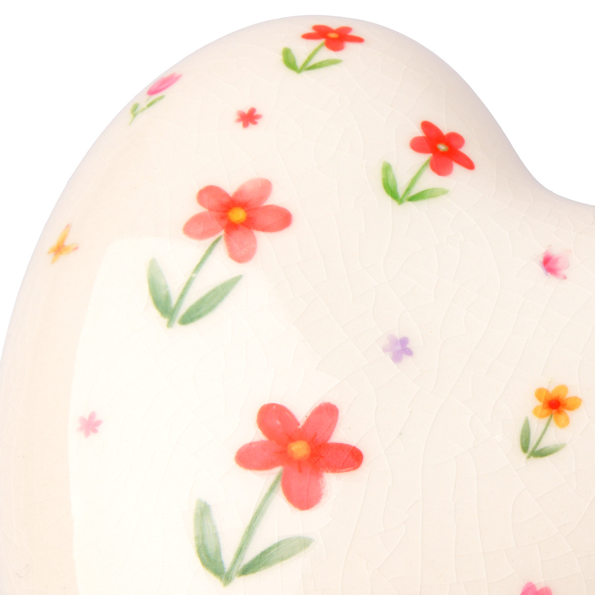 Deko-Herz mit Blumen-Motiv cremeweiss