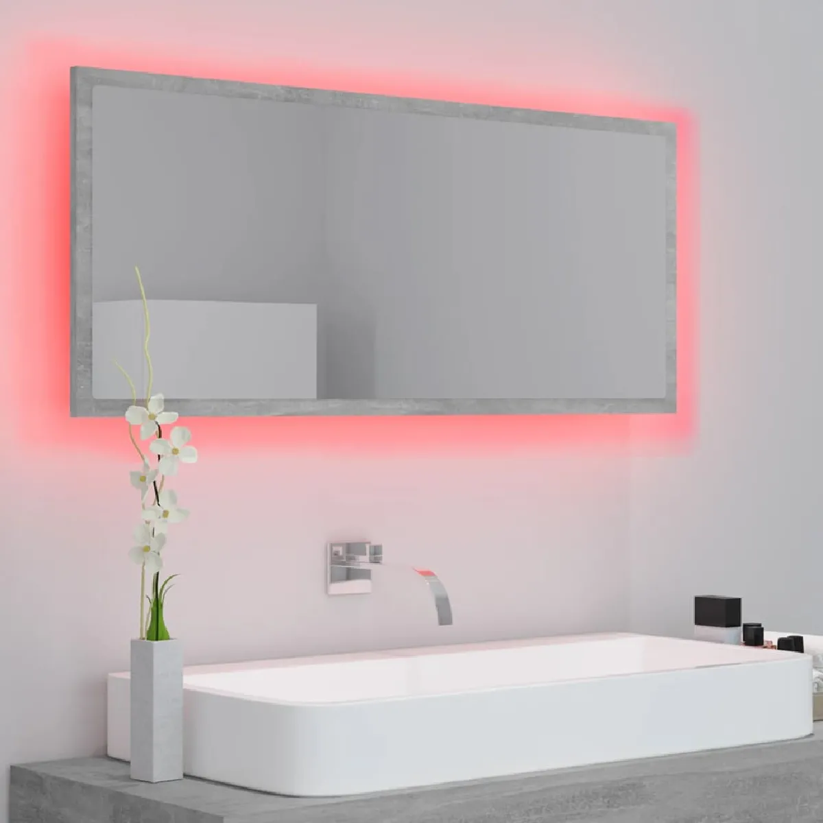 VidaXL Miroir à LED - Gris béton