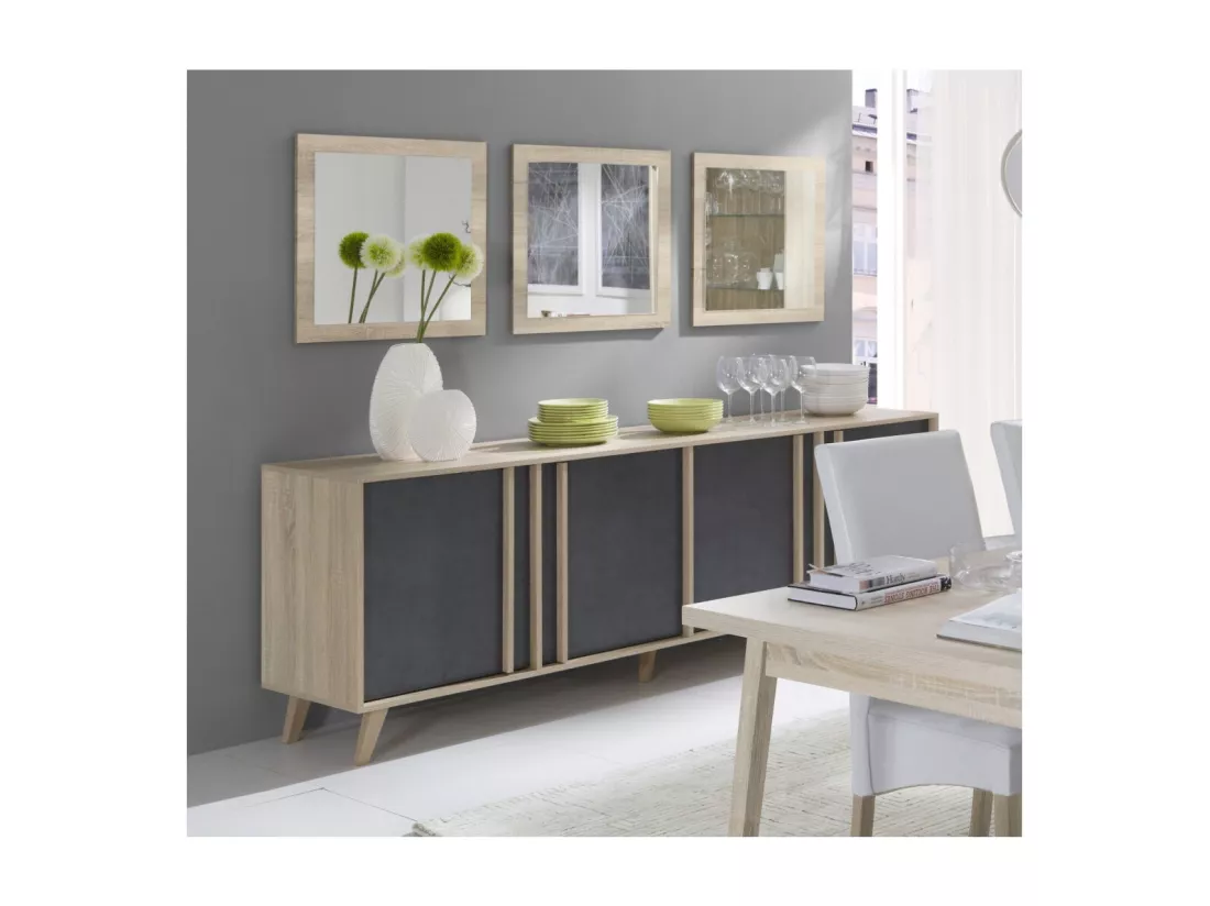 Lot de 3 miroirs MALMO coloris sonoma 60x60x3