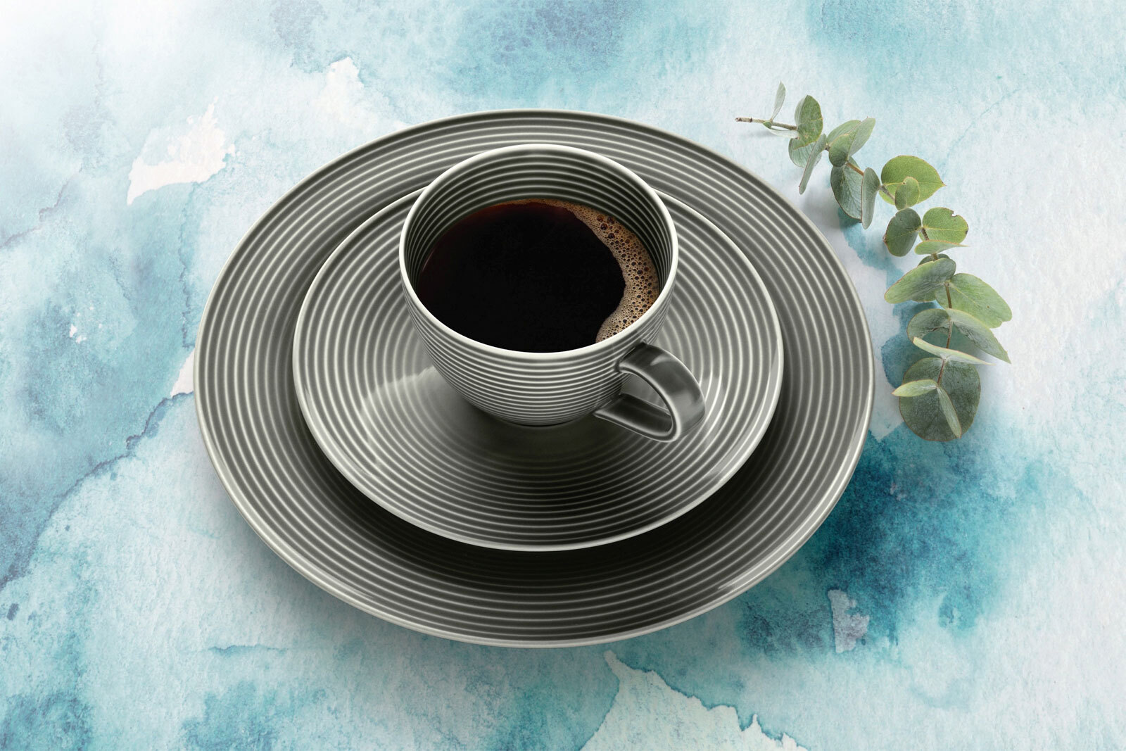 Seltmann Weiden Kaffeeservice BEAT COLOR GLAZE 18-teilig perlgrau