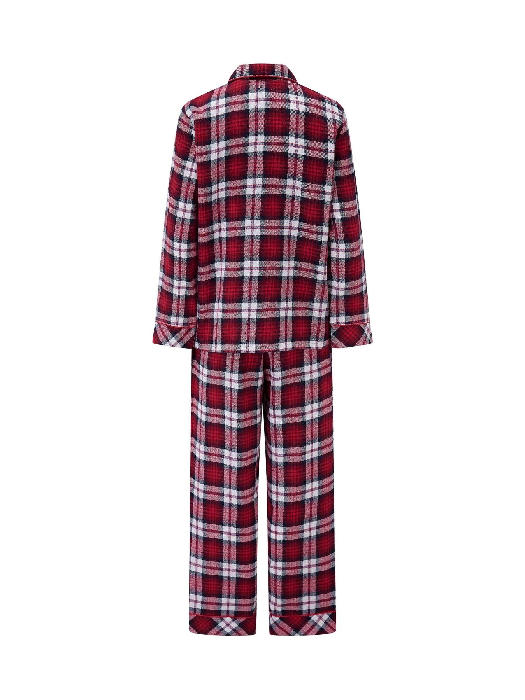 Rood - Pour Moi geschenkset van behaaglijke geborsteld katoenen pyjama met ruit