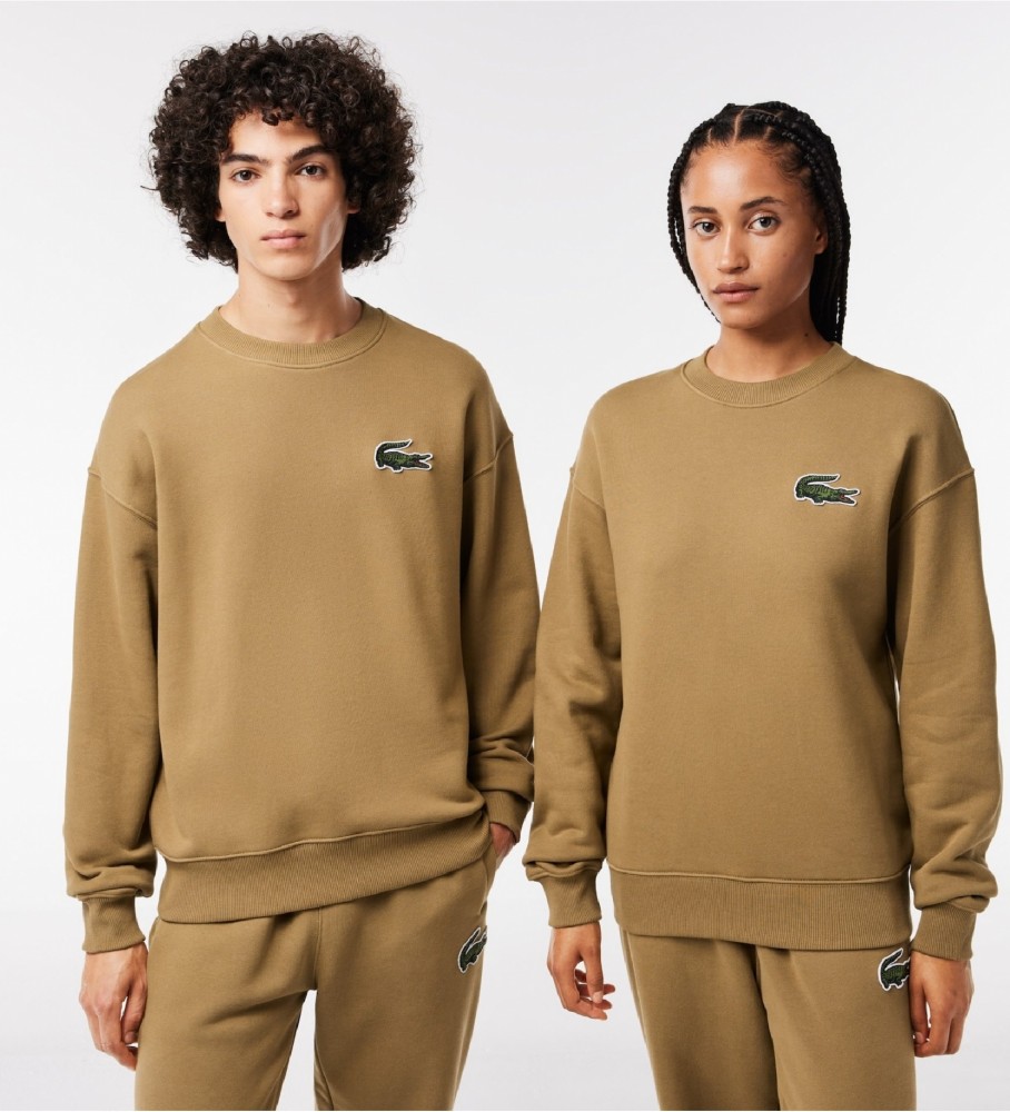Moletom Lacoste Jogger, modelagem solta, com logo marrom.