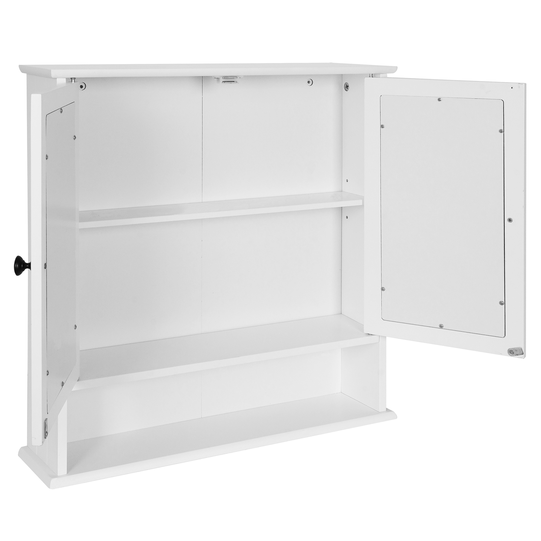 Spiegelschrank - weiß - offenes Fach - 56 cm