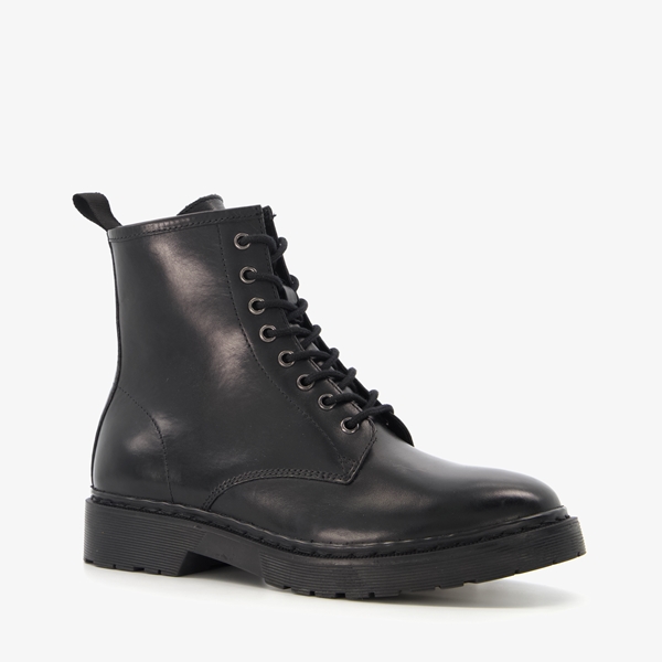 Harper leren dames veterboots zwart