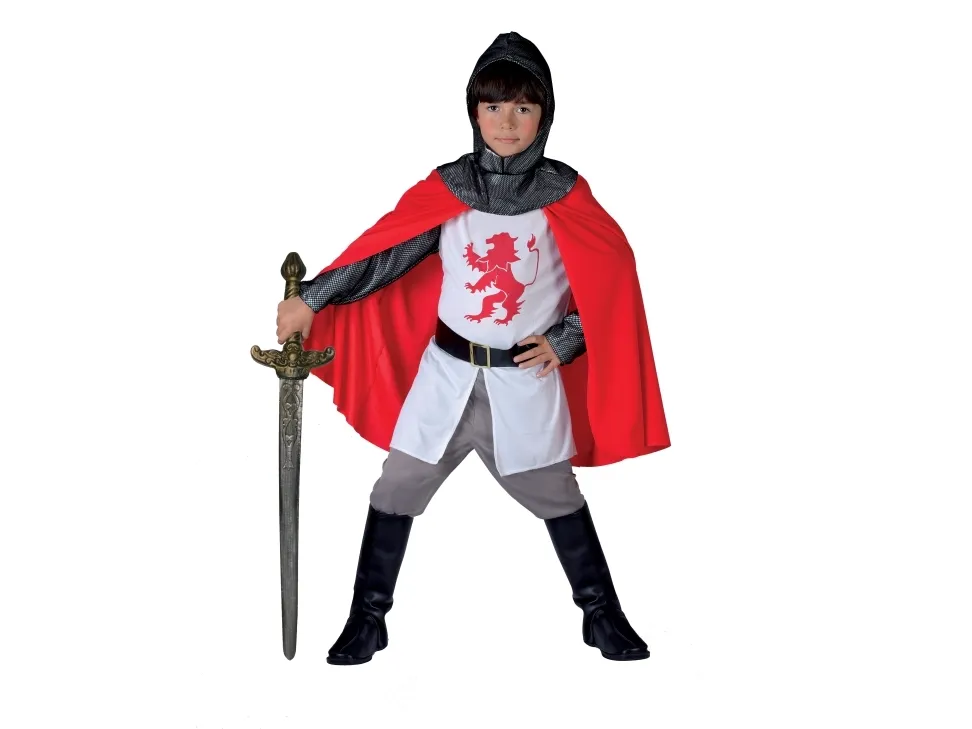 Ciao Knight Deluxe Costume (Tunic, trousers, cloak, headgear, belt and boot covers) - 6-8 years