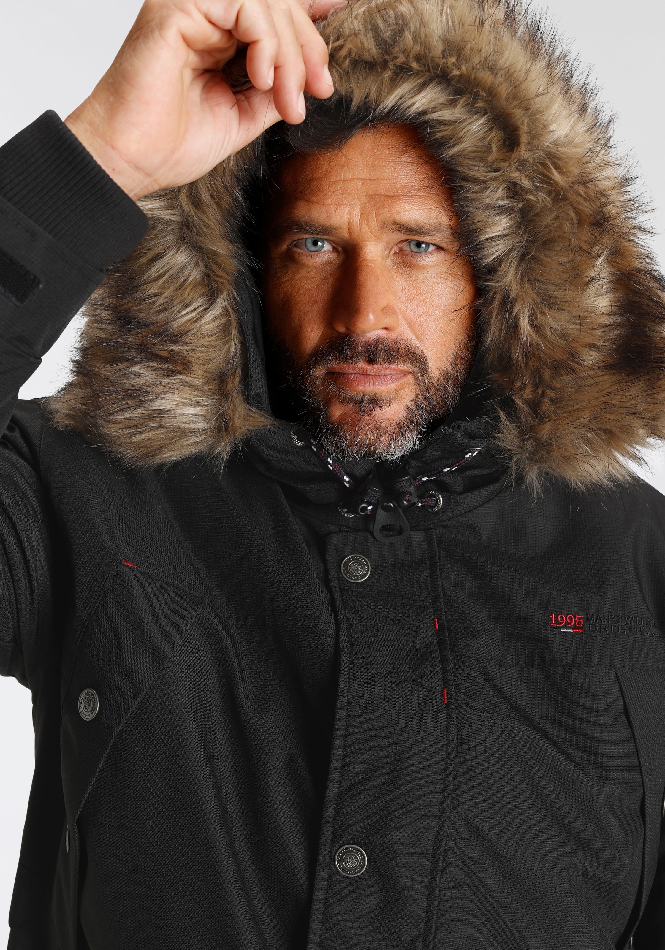 Man's World Parka mit Kapuze für die kalte Jahreszeit,  strapazierfähig und schnelltrocknend