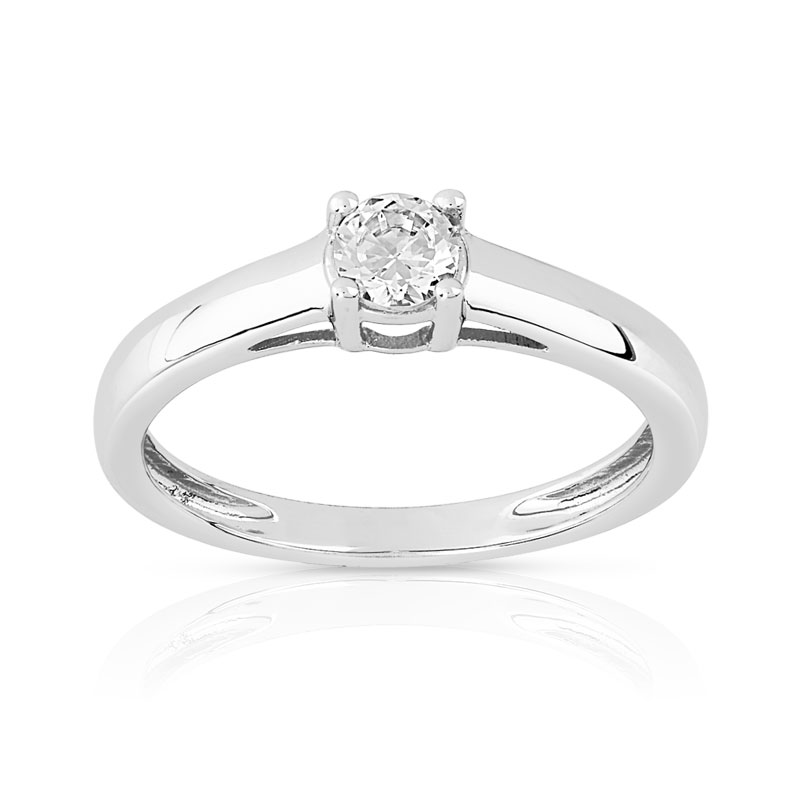 Solitaire or 750 blanc diamant 0,25 carat