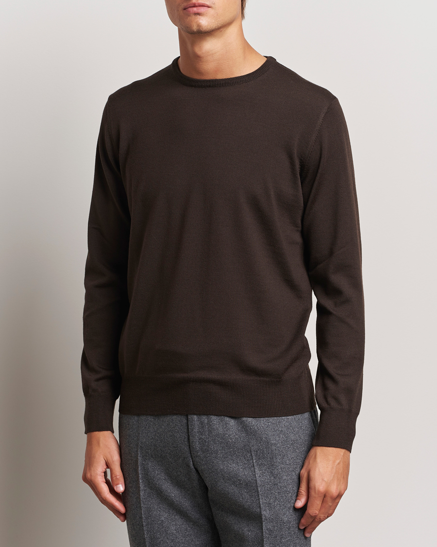 Morgano Extra Fine Merino Wool Crewneck Dark Brown