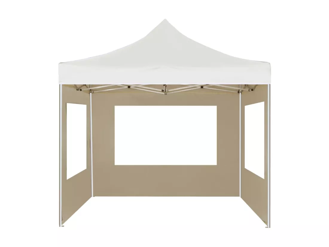 Tente de réception pliable avec parois Aluminium 2x2 m Crème