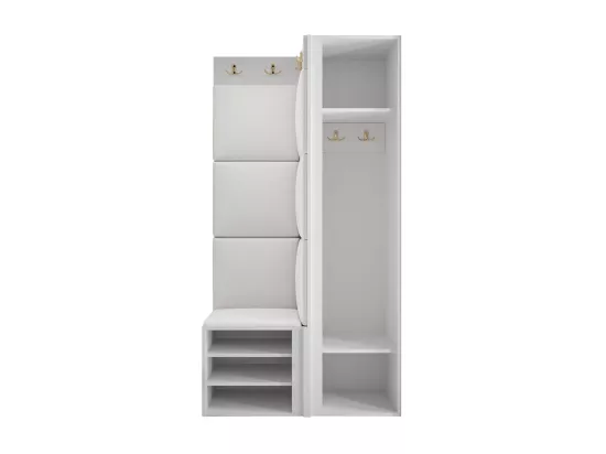 Meuble d'entrée Hartford 391, 186x82x46cm, Miroir, Noir, MDF|Stratifié|Tapisserie