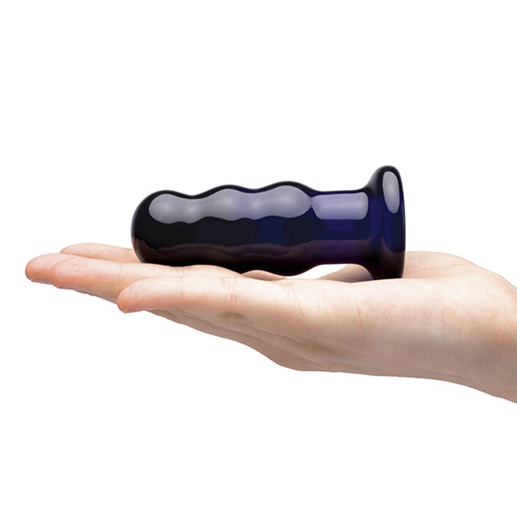 Gläs GLAS - RECHARGEABLE REMOTE CONTROLLED VIBRATING BEADED BUTTP Black