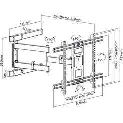 Support mural pour TV Full Motion, pour 93,98 cm