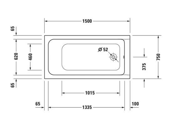 Baignoire droite 150x75 DURAVIT D-Code