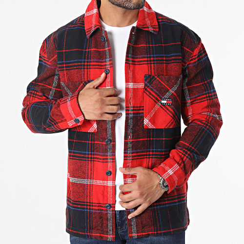 Surchemise A Carreaux Brushed Check 7254 Rouge Bleu Marine
