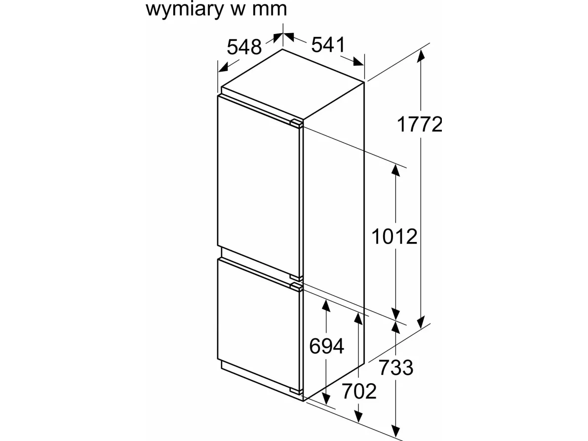 Bosch Serie | 4 KIN86VFE0 - Køleskab/fryser - bund-fryser - til indbygning - niche - bredde: 56 cm - dybde: 55 cm - højde: 177.5 cm - 260 liter - Klasse E - Fladhængsel