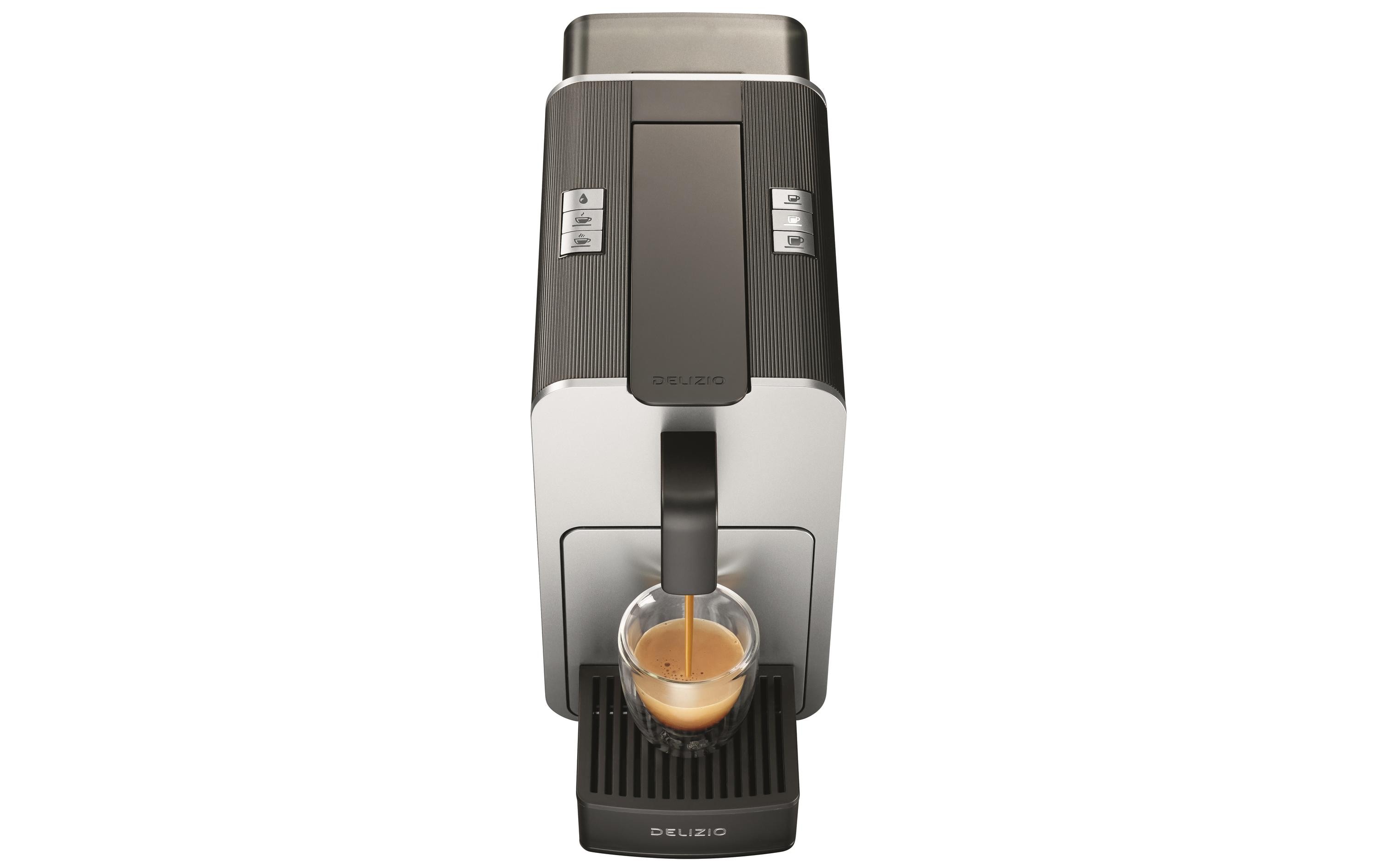 Kapselmaschine Viva elegante Schwarz/Silber<br>Kapselmaschine mit 5 programmierbaren Tasten für automatischen Kaffeebezug
