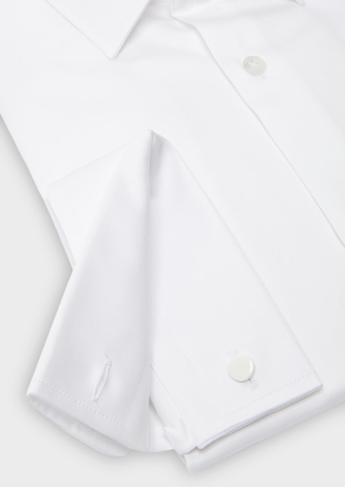 Chemise habillée Slim en satin blanc à poignets mousquetaires