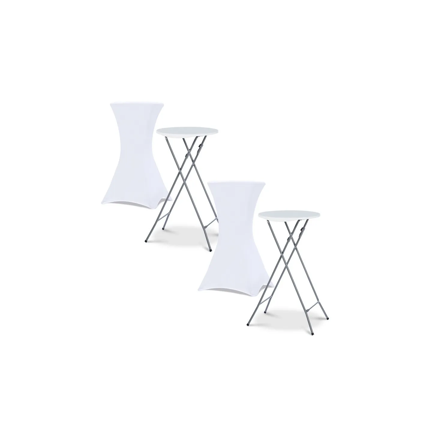 Lot de 2 housses blanches pour table haute pliante 105 CM