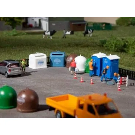 Auhagen 42593 Mobiltoiletten, Recycling-Container, Spur H0 und Spur TT