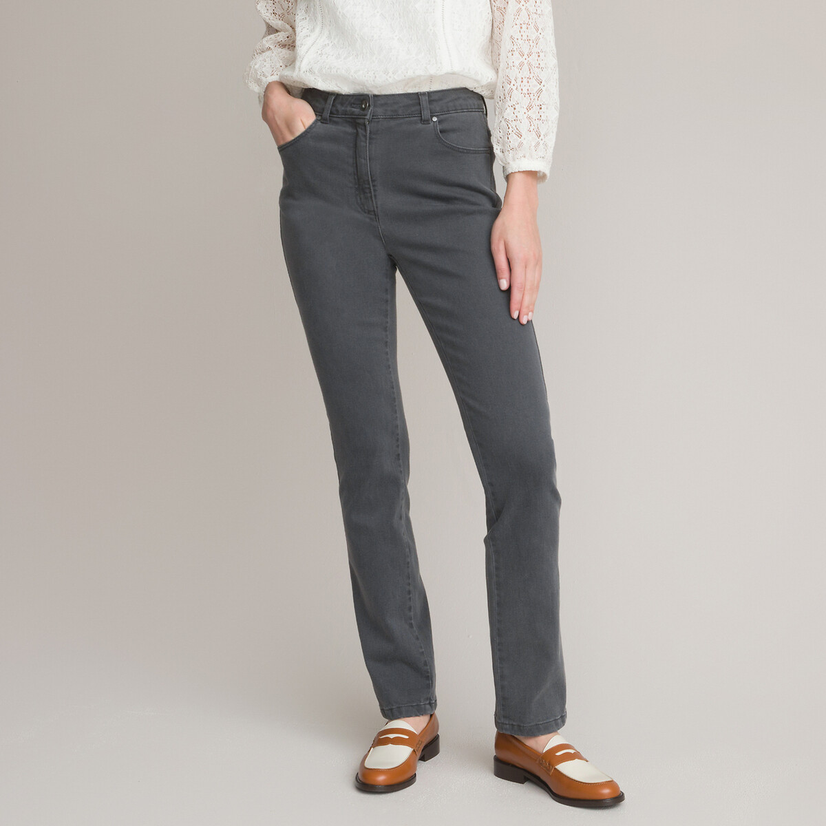 ANNE WEYBURN<br>Calça jeans reta normal