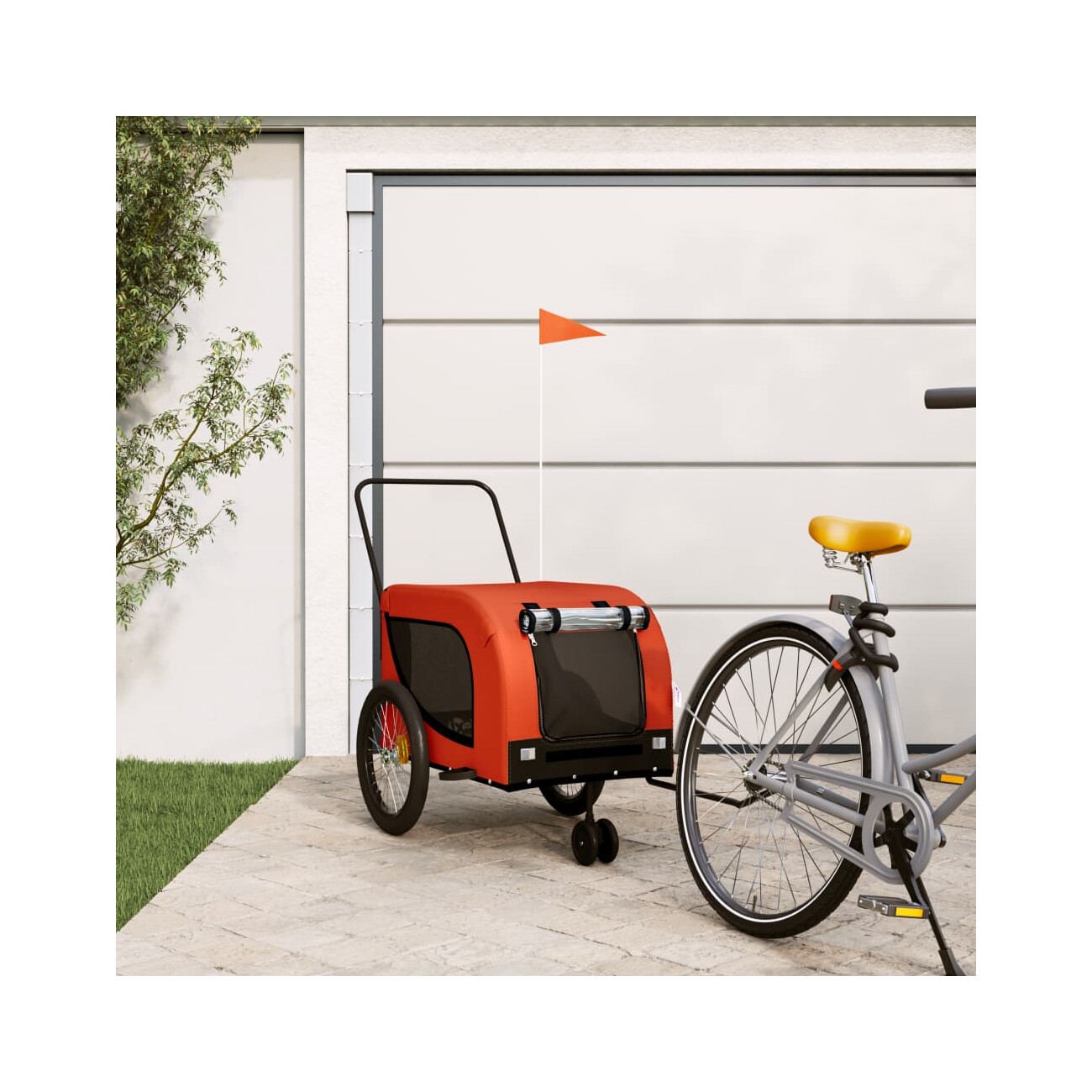 VidaXL Fahrradanhänger Hund 134 x 68 x 74 cm (L x B x H) orange