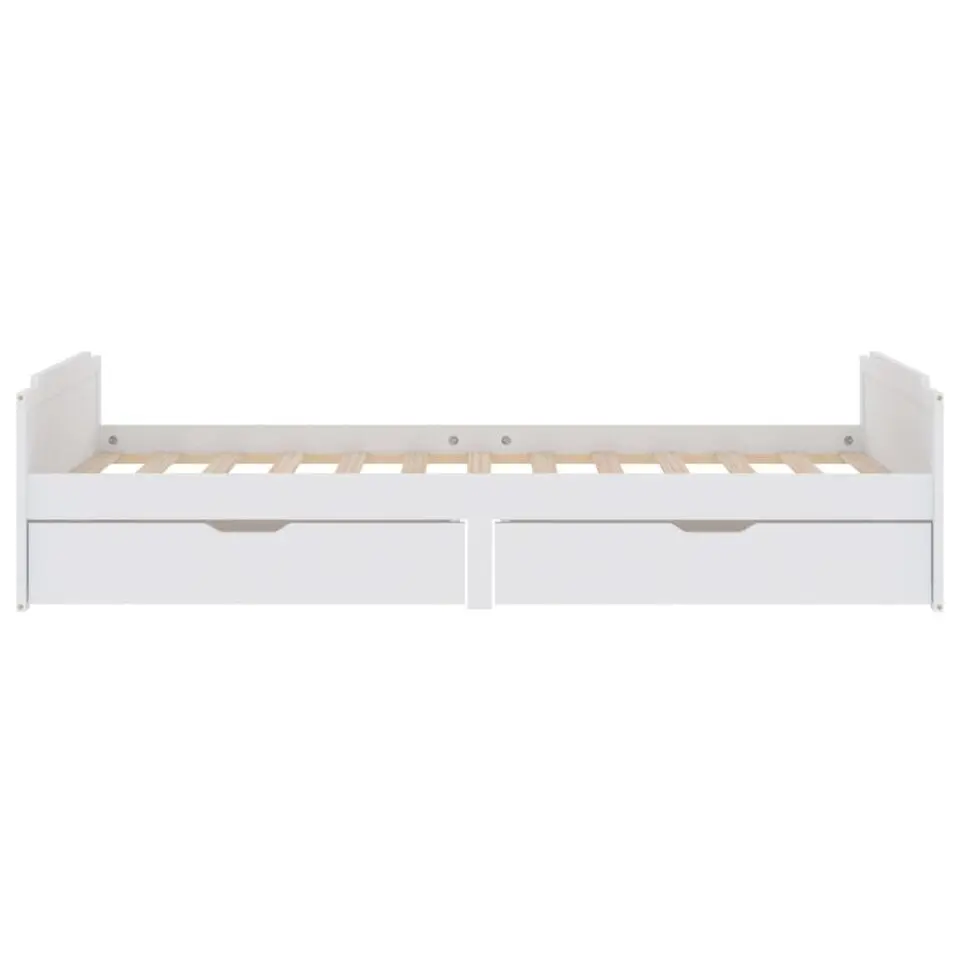 vidaXL - Bed frame met lades - Wit - Massief grenenhout - 90x200 cm
