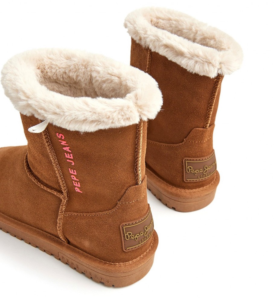 Botas de cano curto Pepe Jeans Diss Fresh em couro marrom