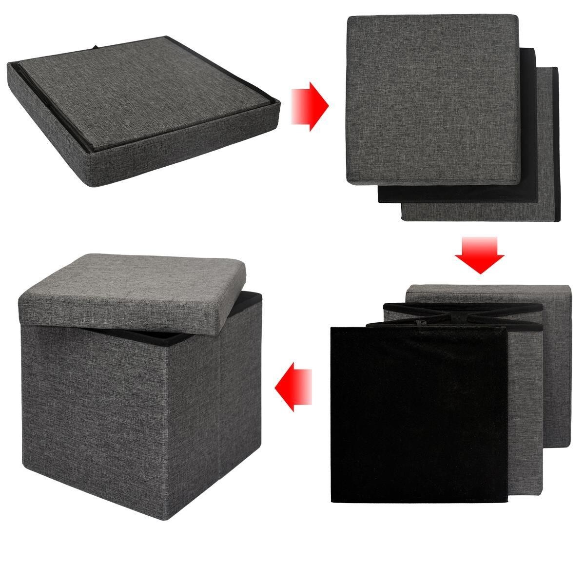 DuneDesign Faltbarer Sitzhocker 38cm Fußhocker Polsterhocker mit ca 42L Stauraum Sitzwürfel Sitzkast