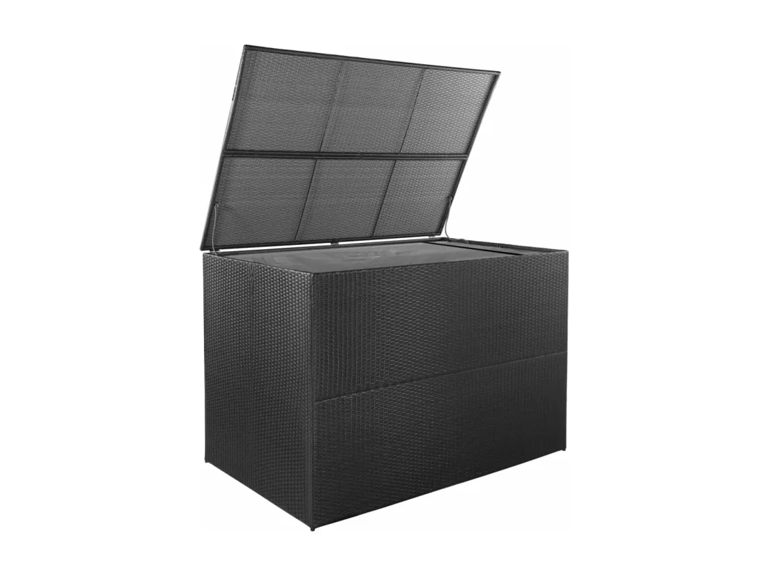 Boîte de rangement de jardin noir 150x100x100 cm résine tressée