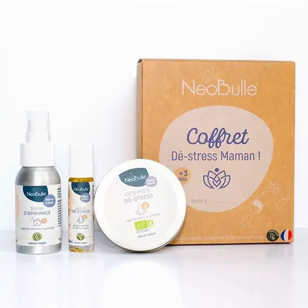 Kit de presente Néobulle para aliviar o estresse do sono e promover a saúde bucal das mães.