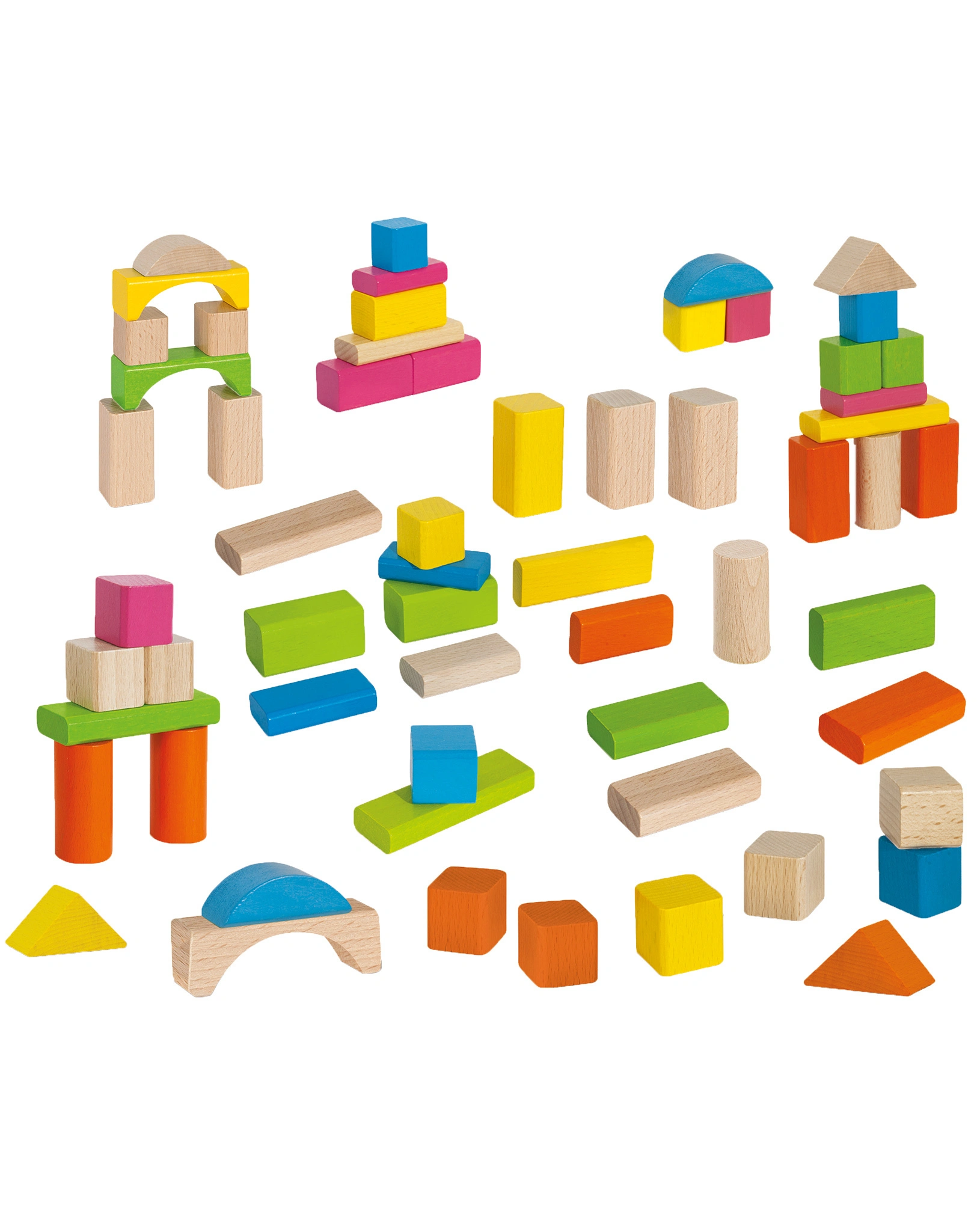 Holzbausteine NATUR UND BUNT 60-teilig