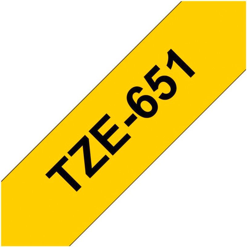Ruban laminé Brother 24 mm TZE 651 jaune écriture noire