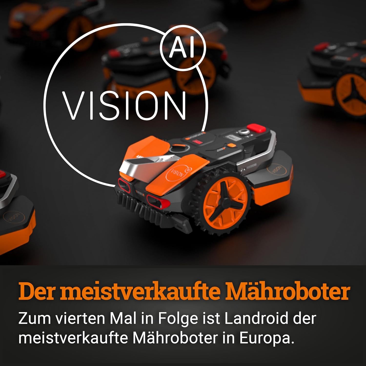 WORX Landroid Vision L1600 WR216E.1 - Mähroboter ohne Begrenzungskabel für Gärten bis 1600m², AI Rasenmäher Roboter (WLAN & Bluetooth, aktive Hindernisvermeidung mit KI-Technologie, Igelschutz)