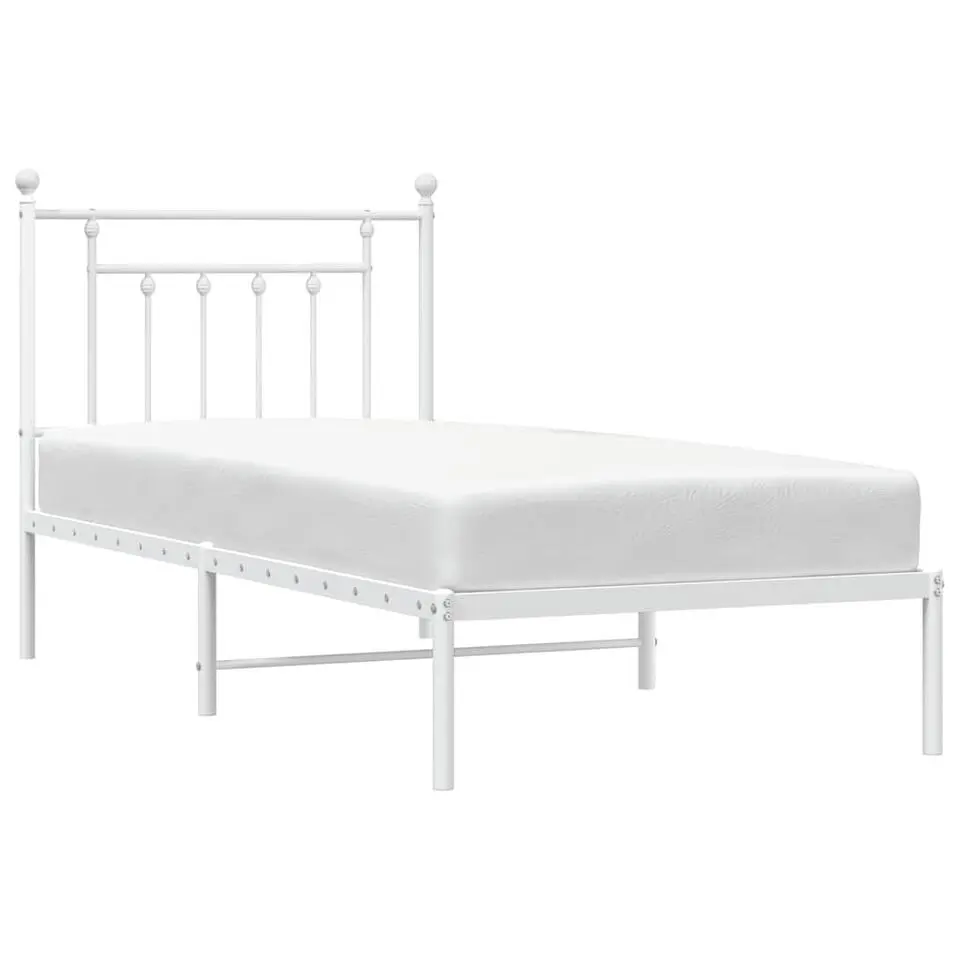 vidaXL - Metalen bed met hoofdbord - Wit - 90x200 cm