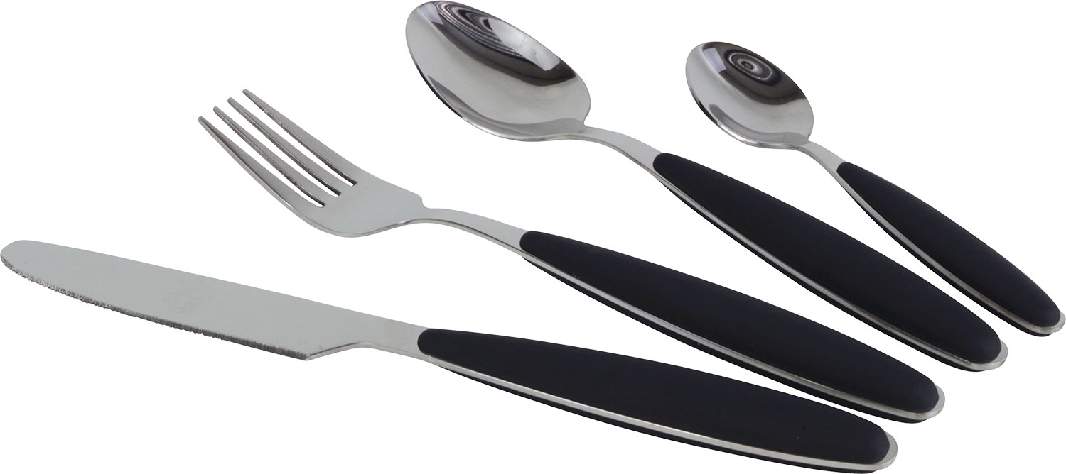 Gimex Edelstahlbesteck Set mit Soft-Touch-Griff 16 teilig schwarz