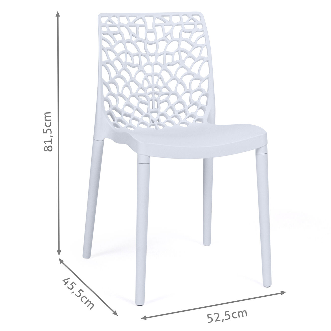 Idomya 4 Chaises de jardin empilables Dahlia blanches - 45.5x52.5x81.5 cm